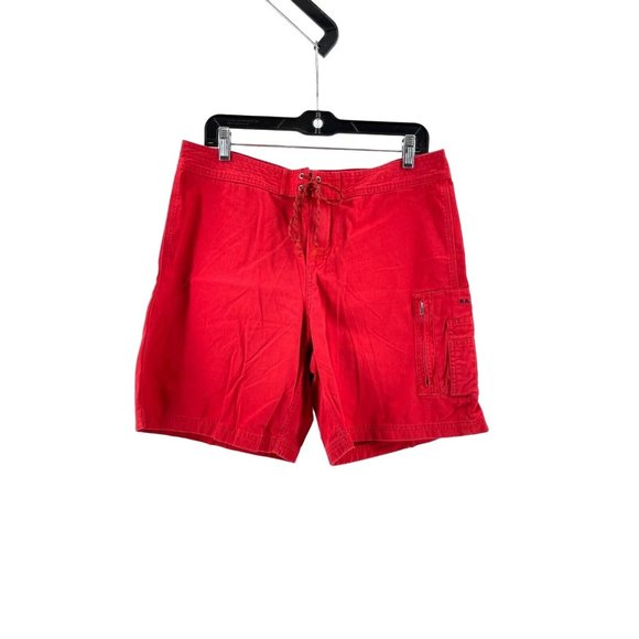 RARE RALPH Ralph Lauren Black Label Women's Red Board Shorts 100% Cotton Size 12